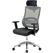 JG3 エルゴノミック チェア 肘付タイプ ヘッド アーム レスト ブラック 黒 背：シルバー 灰色 JG3-102SV