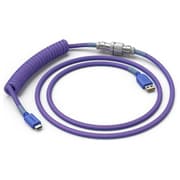 Coiled Keyboard Cable Nebula 分離式 アビエーターコネクタ・二重網スリーブ採用 USB2.0 Type C-A コイル型 極太 USBケーブル レッド×ブルー GLO-CBL-COIL-NEBULA