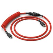 Coiled Keyboard Cable Crimson Red 分離式 アビエーターコネクタ・二重網スリーブ採用 USB2.0 Type C-A コイル型 極太 USBケーブル レッド GLO-CBL-COIL-RED