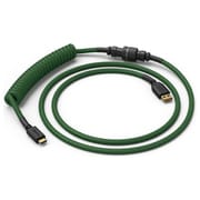 Coiled Keyboard Cable Forest Green 分離式 アビエーターコネクタ・二重網スリーブ採用 USB2.0 Type C-A コイル型 極太 USBケーブル グリーン GLO-CBL-COIL-FG
