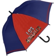 子供用傘 ロサンゼルス男児 55cm ジャンプ式 透明窓つき A/Jボタン手元 ネイビー 556-057