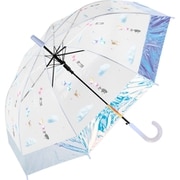 子供用傘 フラッフィー裾オーロラビニール女児 55cm ジャンプ式 サックス 336-009