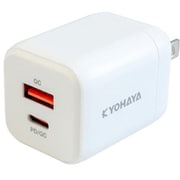 USB急速充電器 Colors 20+ USB PD(パワーデリバリー)/QC(クイックチャージ)対応 20W USB-C×1/USB-A×1 スイングプラグ採用 ホワイト YDPD20G2WH