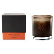 グラス入りソイキャンドル(ダブルウイック) バニラ、パチョリ&サンダルウッド