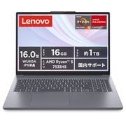 ノートパソコン/IdeaPad Slim 3 Gen10/16.0型/Ryzen 5-7535HS/メモリ 16GB/SSD 1TB/Windows 11 Home/Microsoft365 Personal(24か月版)+Office Home&Business 2024オプション付/ルナグレー 83K8007DJP