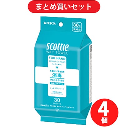 クレシア Crecia スコッティ ウェットティシュー 消毒 携帯用 30枚 4個セット [ウェットティッシュ]