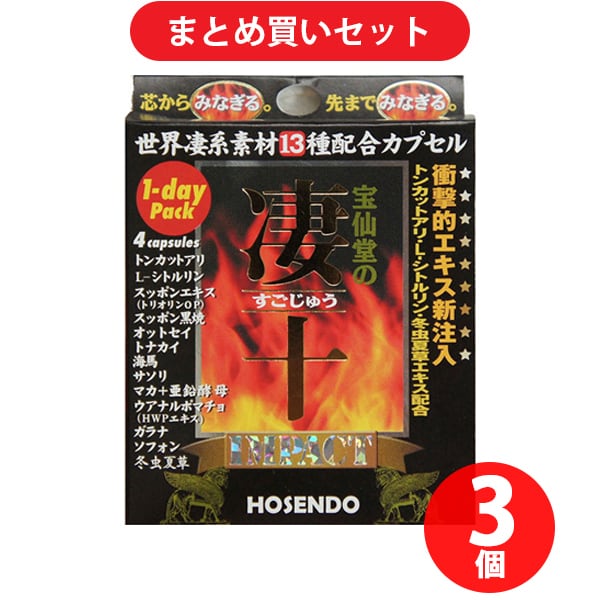 【まとめ買い割引】宝仙堂 宝仙堂の凄十 IMPACT 1DAYパック 4粒×3個セット