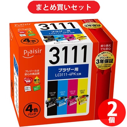 【まとめ買い割引】プレジール Plaisir LC3111-4PK互換インク ×2セット [PLE-BR3111-4P]