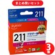 【まとめ買い割引】プレジール Plaisir 互換インクカートリッジ LC211M対応 マゼンタ(染料) ×3セット [PLE-BR211M]