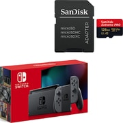【microSDカードまとめ買い割引セット】 [任天堂 Nintendo Switch (L)/(R)グレー ＋ サンディスク SDSQXCY-128G-JO3CD microSDXC UHS-Iカード 128GB ヨドバシカメラ限定モデル]