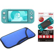 【まとめ買い割引】Nintendo Switch Lite ターコイズ + サイバーガジェット CY-NSLFLM-HCY Nintendo Switch Lite用 液晶保護フィルム ハードコートタイプ + アローン ALG-NSMSSB Nintendo Switch Lite用スリムソフトポーチ BL×BK