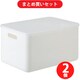 【まとめ買い割引】霜山 持ち手穴付き収納ボックス 大L ×2個セット