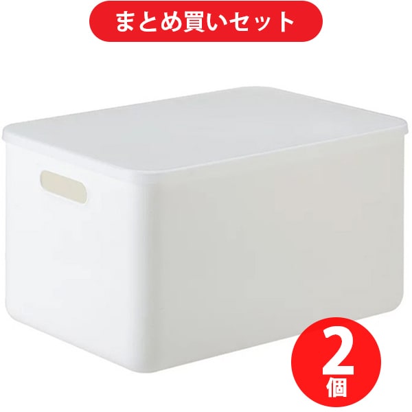 【まとめ買い割引】霜山 持ち手穴付き収納ボックス 大L ×2個セット