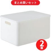 【まとめ買い割引】霜山 持ち手穴付き収納ボックス 大L ×2個セット