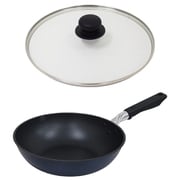 【まとめ買い割引】「ARS-W28 [IH-アリエス いため鍋 28cm]」＋「UYG-28 [ウルシヤマ ガラス蓋 28cm]」セット