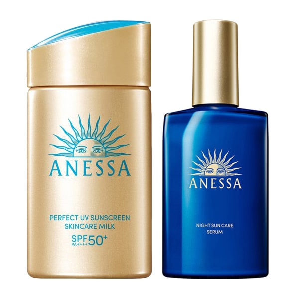 資生堂 アネッサ パーフェクトUV スキンケアミルク NA 60ml SPF50+/PA++++ ＋ ナイトサンケア美容液 セット