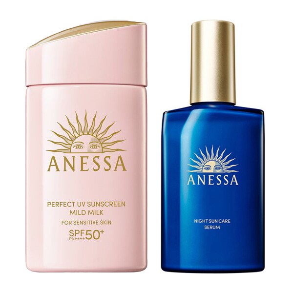 資生堂 アネッサ パーフェクトUV マイルドミルク NA 60ml SPF50+/PA++++ ＋ ナイトサンケア美容液 セット