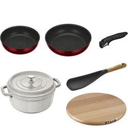 ヨドバシ.com - 【まとめ買い割引】「STAUB 50thアニバーサリーセット（ピコ・ココット ラウンド 22cm カンパーニュ/ マグネットトリベットRD 23cm/マルチスプーン） IH対応」＋「取っ手のとれるフライパン 3点セット DA IH・ガス対応 ディープレッド」セット  通販【全品 