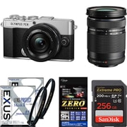 【まとめ買い安心セット】 [「オリンパス OLYMPUS PEN E-P7 EZダブルズームキット SLV」+「SDXCカード 256GB」+「レンズフィルター」+「液晶フィルム」]