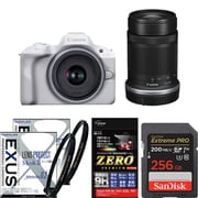 【まとめ買い安心セット】 [「キヤノン EOS R50 ダブルズームキット ホワイト」+「SDXCカード 256GB」+「レンズフィルター」+「液晶フィルム」]