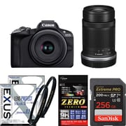【まとめ買い安心セット】 [「キヤノン EOS R50 ダブルズームキット ブラック」+「SDXCカード 256GB」+「レンズフィルター」+「液晶フィルム」]