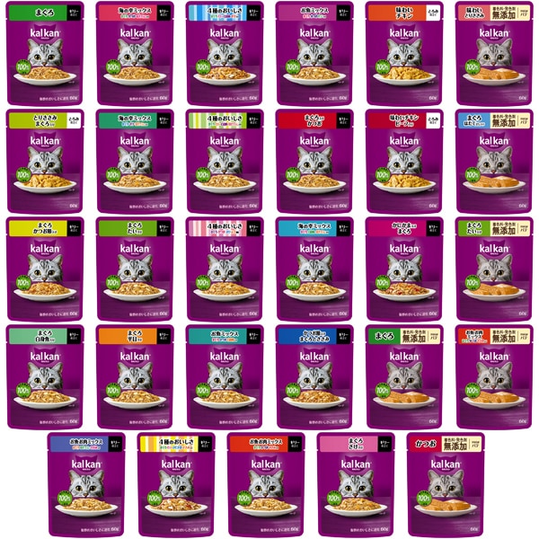 【まとめ買い割引】マースジャパンカルカン パウチ [猫用 ウエットフード 60g 成猫（1歳～7歳） 総合栄養食] ×アソートセット