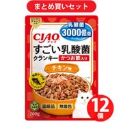 【まとめ買い割引】いなばペットフード チャオ CIAO CIAO すごい乳酸菌クランキー かつお節入り チキン味 200g P-254 ×12個セット