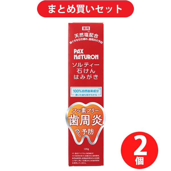【まとめ買い割引】パックスナチュロン ソルティー石けんはみがき 120g 医薬部外品 薬用 歯ぐきケア 天然塩配合 無添加 泡立ち控えめ [歯磨き粉] ×2個セット