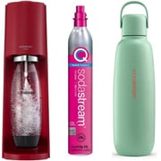 【まとめ買い割引】ソーダストリーム 炭酸水メーカー ＋ ガスシリンダー ＋ 炭酸飲料対応ステンレスボトルセット [Terra（テラ） スターターキット レッド SSM1102 ＋ SSG9101 ＋ SSB0089]