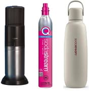 【まとめ買い割引】ソーダストリーム 炭酸水メーカー ＋ ガスシリンダー ＋ 炭酸飲料対応ステンレスボトルセット [DUO（デュオ） スターターキット ブラック SSM1106 ＋ SSG9101 ＋　SSB0090]