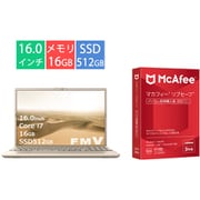 マカフィー リブセーフ3年版プレゼントキャンペーンセット [富士通 ノートパソコン/FMV AHシリーズ/16.0型 WUXGA/Core i7 1255U/メモリ 16GB/SSD 512GB/スーパーマルチドライブ/ベージュゴールド/ヨドバシカメラ限定モデル FMVA55J3GC]