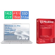 マカフィー リブセーフ3年版プレゼントキャンペーンセット [富士通 EVO対応モバイルパソコン FMV/UHシリーズ/14.0型 WUXGA/Core Ultra 7 155H/メモリ 16GB/SSD 512GB/シルバーホワイト/ヨドバシカメラ限定モデル FMVU90J3WC]