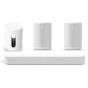 SONOS まとめ買いキャンペーン「サウンドバー Sonos Beam Gen2 ホワイト BEAM2JP1」＋「Sonos Sub Mini ワイヤレスサブウーファー ホワイト SUBM1JP1」＋「Sonos Era 100 スマートスピーカー ホワイト E10G1JP1×2点」セット