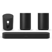 SONOS まとめ買いキャンペーン「サウンドバー Sonos Beam Gen2 ブラック BEAM2JP1BLK」＋「Sonos Sub Mini ワイヤレスサブウーファー ブラック SUBM1JP1BLK」＋「Sonos Era 100 スマートスピーカー ブラック E10G1JP1BLK×2点」セット