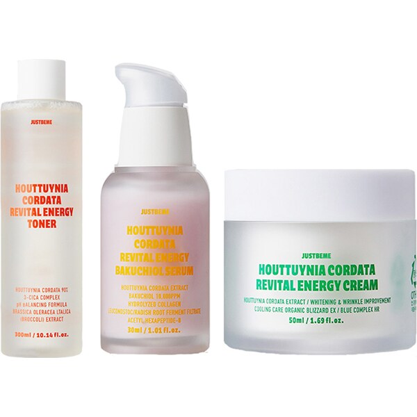 【まとめ買い割引】「ドクダミ リバイタル エナジートナー 200ml 」＋「ドクダミ リバイタル エナジーバクチオールセラム 30ml」＋「ドクダミ リバイタル エナジークリーム 50ml ジャストビーミー」セット