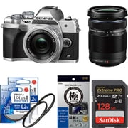 【安心セット】 [「オリンパス OM-D E-M10 Mark IV EZダブルズームキット SLV」+「メモリー128GB」+「保護フィルター2枚」+「液晶フィルム」]