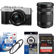 【安心セット】 [「オリンパス PEN E-P7 EZダブルズームキット SLV」+「メモリー256GB」+「保護フィルター2枚」+「液晶フィルム」]