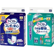 「ライフリー ズレずに安心 紙パンツ専用 尿とりパッド 夜用スーパー 34枚 5回吸収 」+「ライフリー うす型軽快パンツ L 30枚 」セット