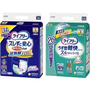 「ライフリー ズレずに安心 紙パンツ専用 尿とりパッド 夜用スーパー 34枚 5回吸収 」+「ライフリー うす型軽快パンツ LL 26枚 」セット