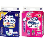 「ライフリー ズレずに安心 紙パンツ専用 尿とりパッド 夜用スーパー 34枚 5回吸収 」+「ライフリー 長時間あんしん うす型パンツ L 28枚 」セット