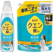 【まとめ買い割引】「レノア クエン酸in 超消臭 衣類のすすぎ消臭剤 部屋干し フレッシュグリーンの香り 本体 430ml [衣類用消臭剤]」＋「レノア クエン酸in 超消臭 衣類のすすぎ消臭剤 部屋干し フレッシュグリーンの香り 詰め替え 特大 730ml [衣類用消臭剤]」セット