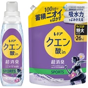【まとめ買い割引】「レノア クエン酸in 超消臭 衣類のすすぎ消臭剤 SPORTS リフレッシュリリーの香り 本体 430ml [衣類用消臭剤]」＋「レノア クエン酸in 超消臭 衣類のすすぎ消臭剤 SPORTS リフレッシュリリーの香り 詰め替え 特大 730ml [衣類用消臭剤]」セット