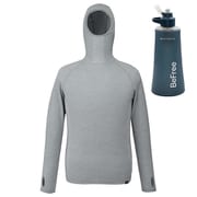 【お買い得セット】ミレー ワッフルウールフーディ HEATHER GREY（N4809） XS-Sサイズ（日本：S-Mサイズ） ＆ KATADYN ビーフリーAC 1L ブルー セット [メンズ カットソー ＆ 浄水器]