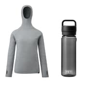 【お買い得セット】ミレー ワッフルウールフーディ HEATHER GREY（N4809） M-Lサイズ（日本：L-XLサイズ） ＆ YETI ヨンダー750mlウォーターボトルウィズチャグキャップ チャコール セット [レディース カットソー ＆ プラスチックボトル 750ml]