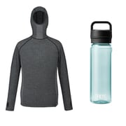 【お買い得セット】ミレー ワッフルウールフーディ BLACK-NOIR（N0247） M-Lサイズ（日本：L-XLサイズ） ＆ YETI ヨンダー750mlウォーターボトルウィズチャグキャップ シーフォーム セット [メンズ カットソー ＆ プラスチックボトル 750ml]