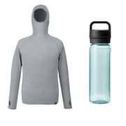 【お買い得セット】ミレー ワッフルウールフーディ HEATHER GREY（N4809） M-Lサイズ（日本：L-XLサイズ） ＆ YETI ヨンダー750mlウォーターボトルウィズチャグキャップ シーフォーム セット [メンズ カットソー ＆ プラスチックボトル 750ml]