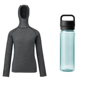 【お買い得セット】ミレー ワッフルウールフーディ BLACK-NOIR（N0247） M-Lサイズ（日本：L-XLサイズ） ＆ YETI ヨンダー750mlウォーターボトルウィズチャグキャップ シーフォーム セット [レディース カットソー ＆ プラスチックボトル 750ml]