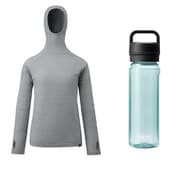 【お買い得セット】ミレー ワッフルウールフーディ HEATHER GREY（N4809） XS-Sサイズ（日本：S-Mサイズ） ＆ YETI ヨンダー750mlウォーターボトルウィズチャグキャップ シーフォーム セット [レディース カットソー ＆ プラスチックボトル 750ml]