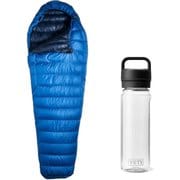 【お買い得セット】ISUKA エアプラス280 ブルーストーン ＆ YETI ヨンダー750mlウォーターボトルウィズチャグキャップ クリア セット [ダウンシュラフ 夏用 ＆ プラスチックボトル 750ml]