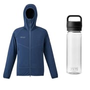 【お買い得セット】ミレー ドライグリッドフーディ SAPHIR（N7317） Sサイズ（日本：Mサイズ） ＆ YETI ヨンダー750mlウォーターボトルウィズチャグキャップ クリア セット [メンズ フリース ＆ プラスチックボトル 750ml]